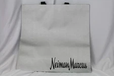 Neiman Marcus Empty Paper Grey Silver Shopping Bag Black Cloth Handles 16x15x6"