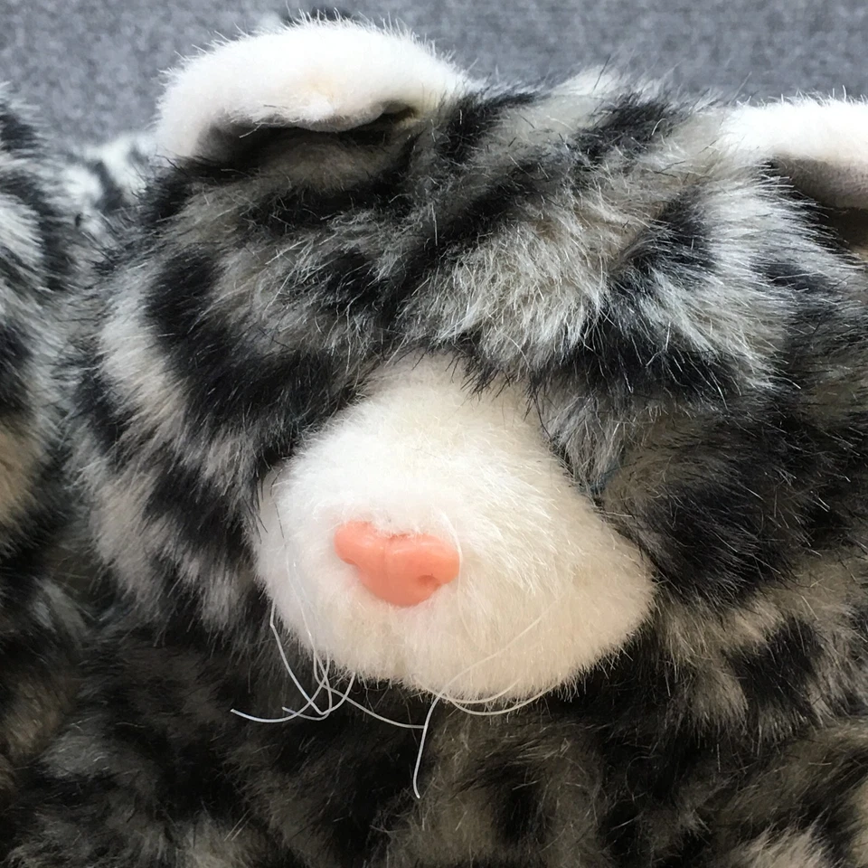 Realistic 猫拖鞋女式 5-6 小号舒适动物印花舒适黑色灰色毛皮 — 第 4/4 张图片