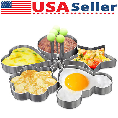 5Pcs Fried Egg Non Stick Stainless Steel Pancake Ring Mold Cooking Kitchen Tools