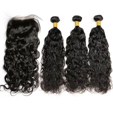 Peruvian Virgin Hair Natura Wave 3 Bundles 14"16"18" With 14" Lace Closure