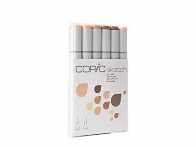 Refillable Marker Set with Replaceable Nibs by Copic - Skin Tones I (Set of 6)