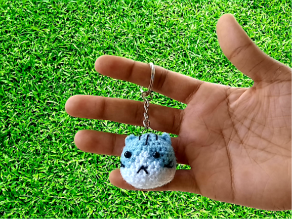 Cute Soft crochet Cat Fur Pompom Key Ring Bag Charm Keychain