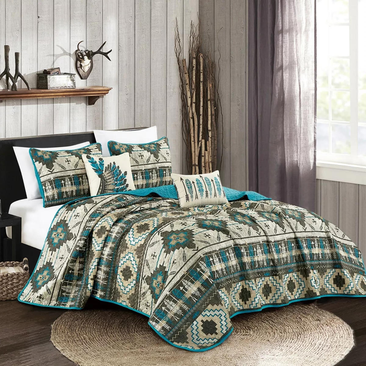 Turquoise quilts best sale and coverlets