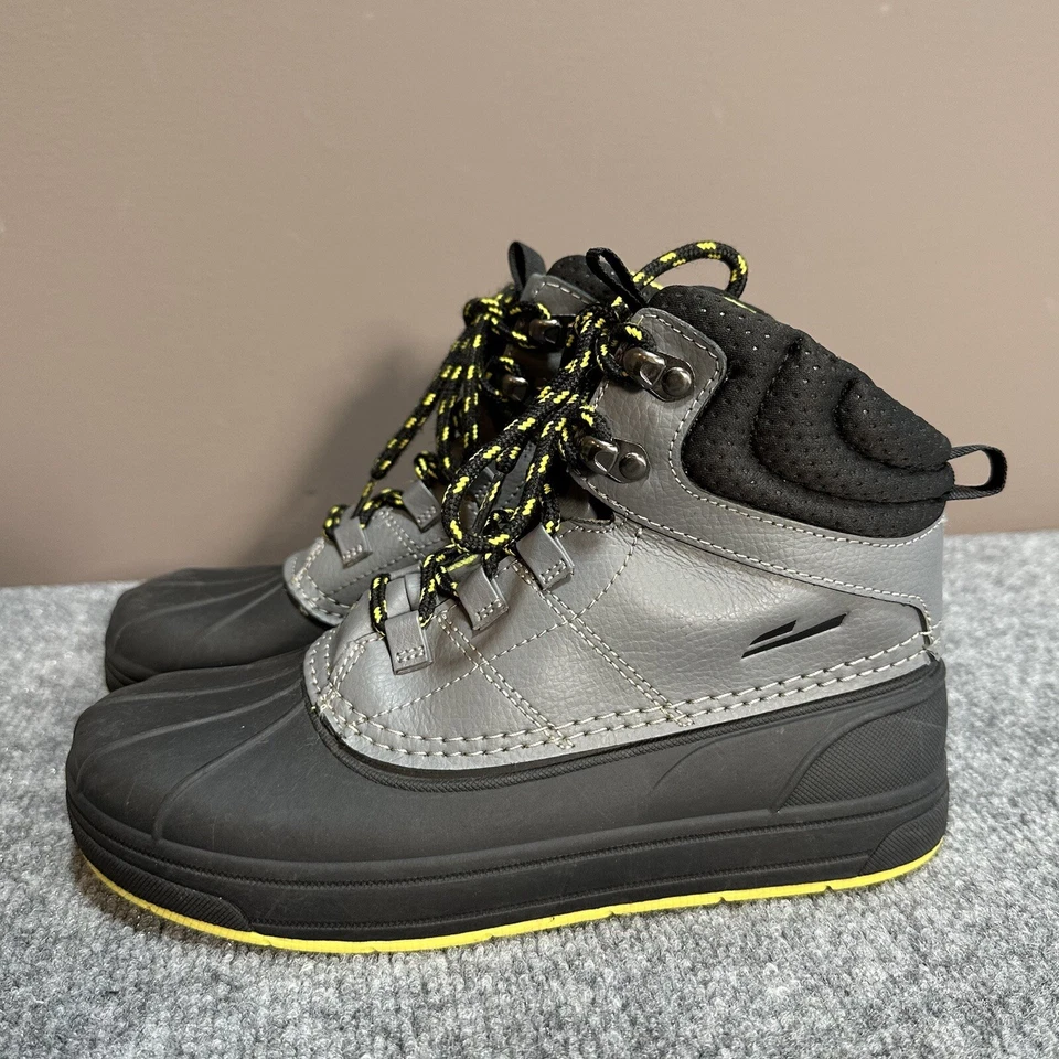 Champion Zapatos Juveniles 5 Negro Gris Barro y Lluvia Invierno Botas Con Cordones Aire Libre Niños Foto 3 de 4