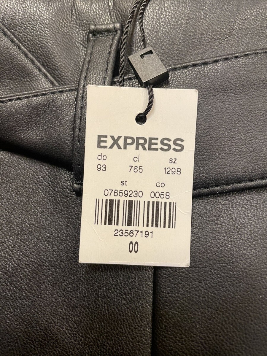 NWT Express Black High Waisted Vegan Leather Belted Wrap