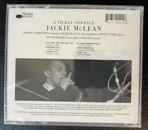 Jackie McLean A Fickle Sonance 2000 Blue Note CD RVG Edition Sealed New - Picture 2 of 2