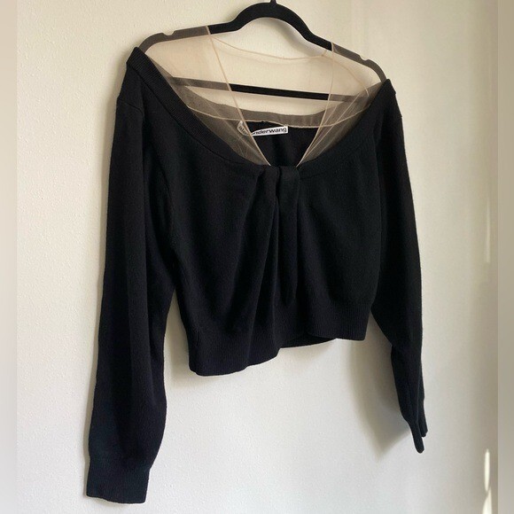 EUC Alexander Wang Black Illusion Tulle Yoke Pullover In