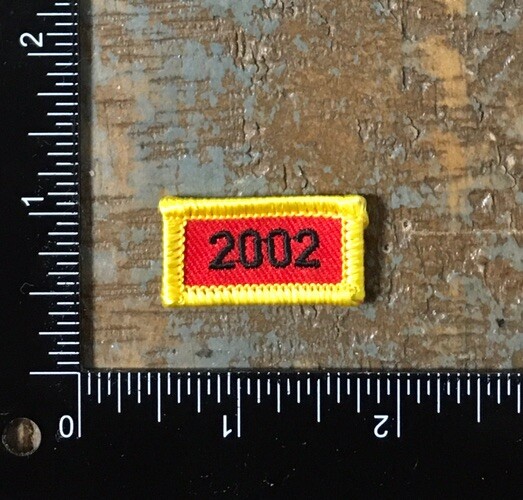 Vintage 2002 Year Date Birthdate Event Embroidered Sew-On Tab Patch