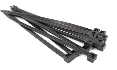 ALBANY COUNTY FASTENERS Black Heavy Duty Cable Zip Ties Nylon UV Resistant USA Made - 120lb Test