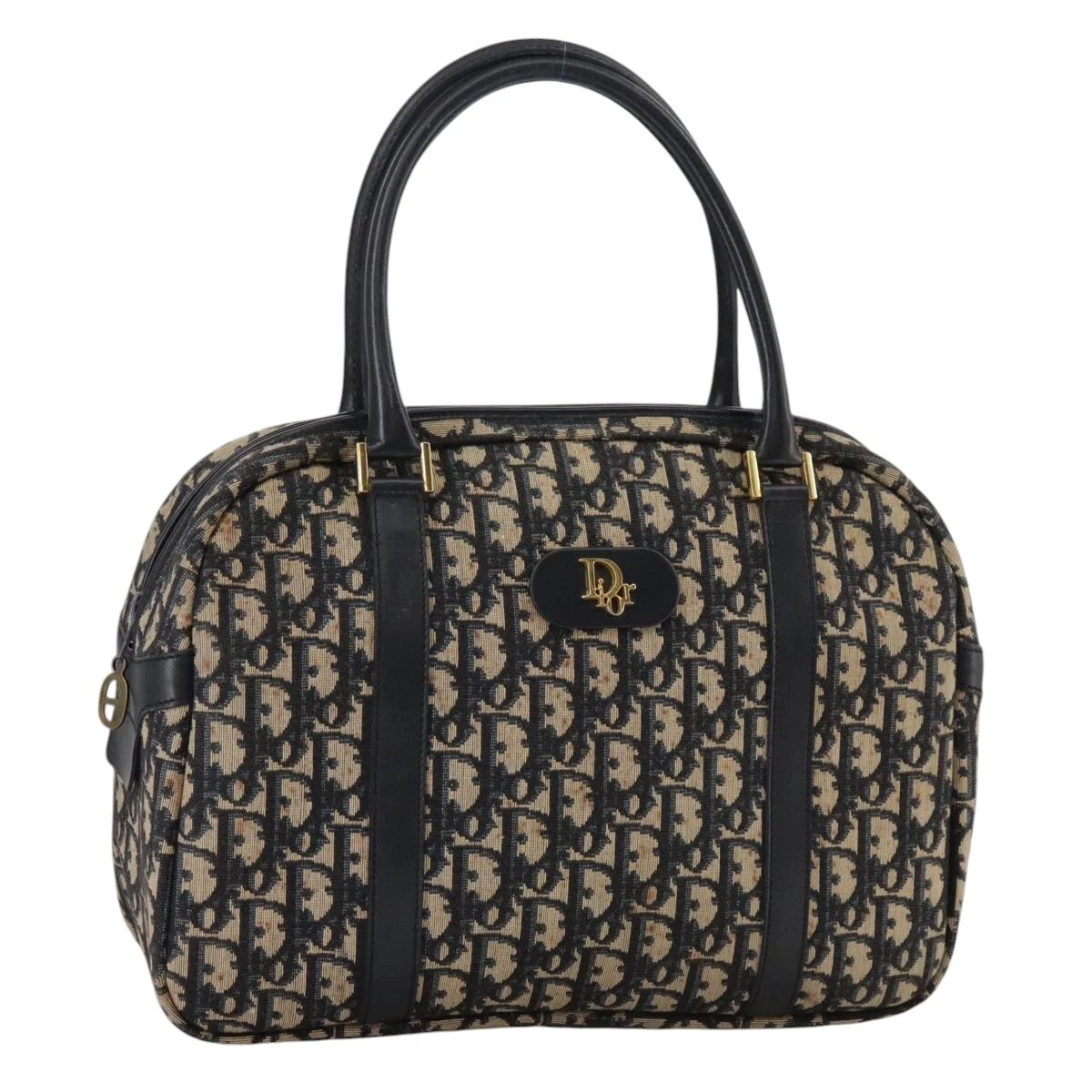 Sac à main Christian Dior trotteur toile marine or authentique 106228