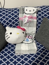 NWT SANRIO HELLO KITTY GINGHAM BOW 50 X 70 PLUSH THROW CLOUDS 3D PILLOW