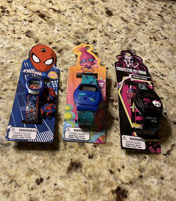 Lot Of 3 Spider-Man -Monster High-Trolls Watch s