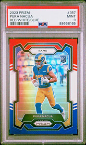 2023 Panini Prizm Red/White/Blue Prizm #357 Puka Nacua PSA 9