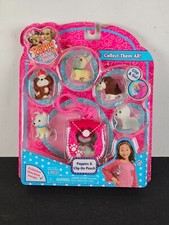 2016 Series Puppy In My Pocket Pets Clip On Pouch 5 Dogs Puppies New Toy Pink