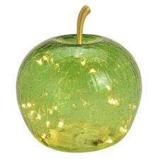 Dekoleuchte Apfel (S) Glas, Grün mit LED Lichterkette, Apfel Lampe, Dekolampe, T