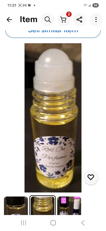 Perfume feminino feito à mão Roll on 1 oz - Imagem 2 de 3