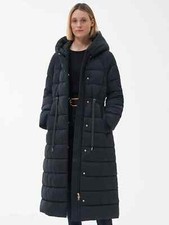 Barbour Alexandria Quilted Longline Coat, Black Size 10 Only! Rrp £279.00 Ca1260