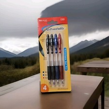 BAZIC Spencer Black Retractable Pen w/ Cushion Grip 4/Pack 