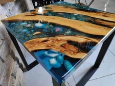 Natural Wood Epoxy Resin Coffee & Dining Table Top for Home Outdoor Indoor Deco