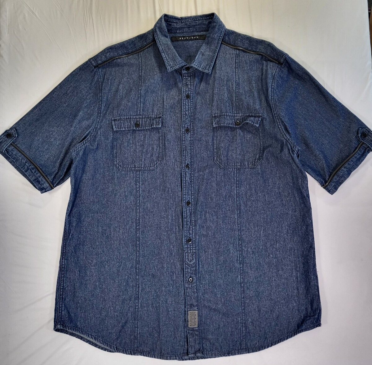 Sean John Mens Denim Shirt Button Up 3XL (48