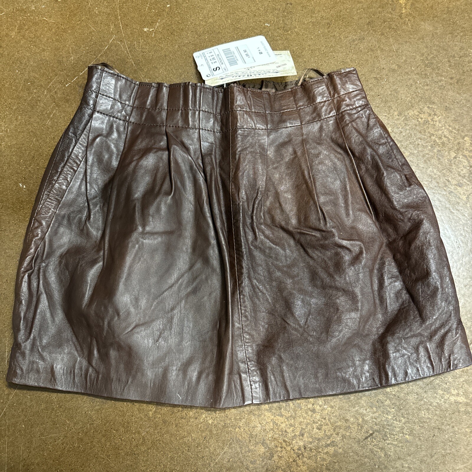 ZARA Women’s Brown Vegan faux leather Mini Skirt With Side Pockets NWT Rare SM