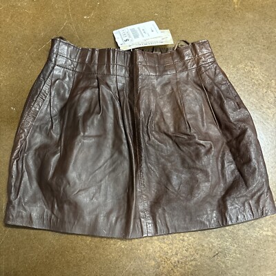 ZARA Women’s Brown Vegan faux leather Mini Skirt With Side Pockets NWT Rare  SM