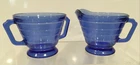 Hazel Atlas Moderntone Cobalt Blue Glass depression glass cream & Sugar art deco