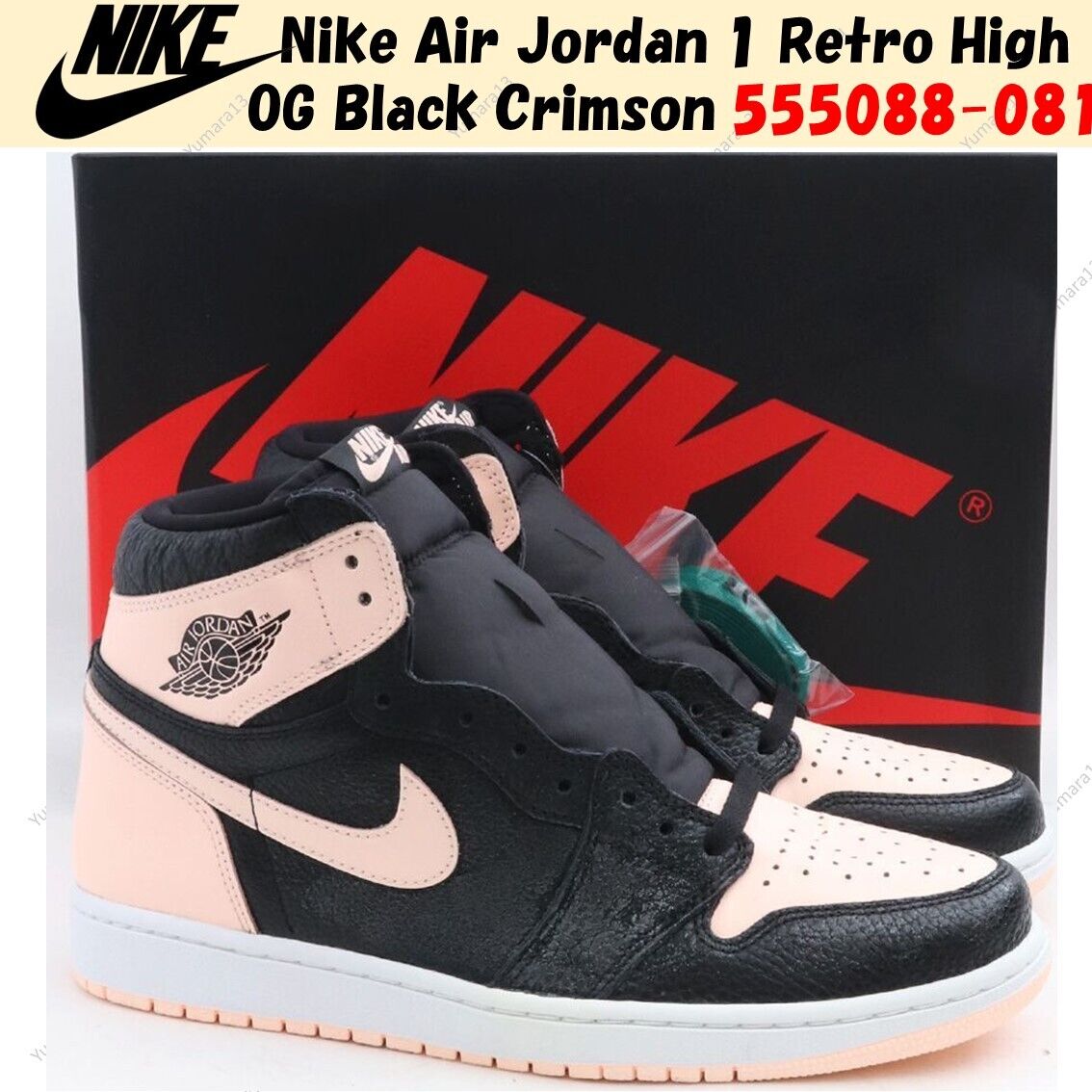 Nike Air Jordan 1 Retro High OG Black Crimson Tint 555088-081 US 4-14 Brand  New