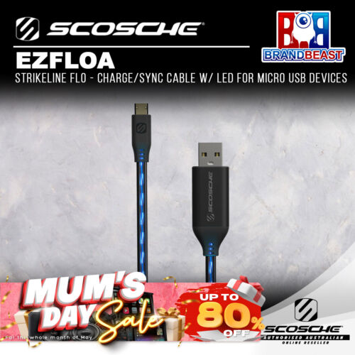Scosche EZFLOA StrikeLine Flo - Charge/Sync Cable w/ LED for Micro USB Devices - Picture 1 of 4