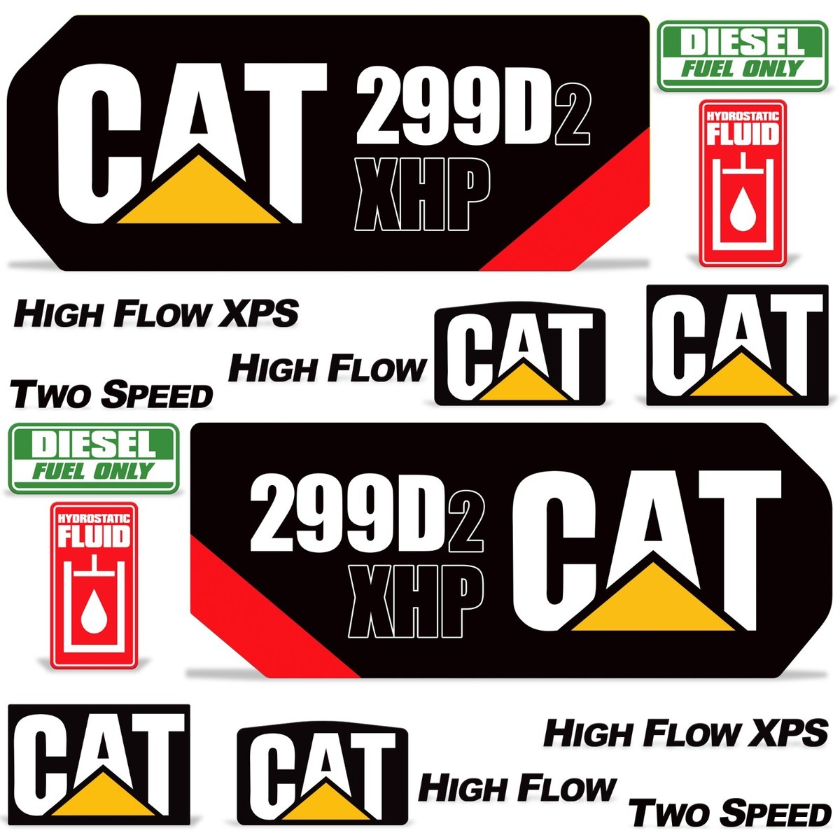 2 シール Decal Kit fits CAT 299D2 XHP Skid Steer 299 D2 Track Loader 7yr