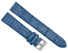 12 MM Genuine Leather, Blue Alligator Grain, Flat Watch Band with Unstitched