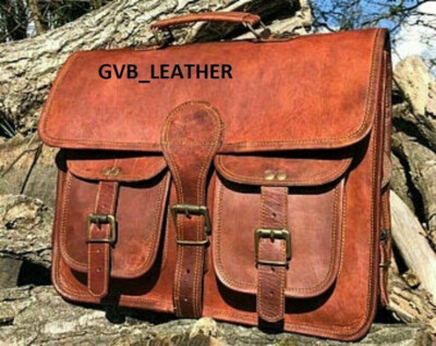 Men's top grade Genuine Goat Leather Messenger Real Satchel Laptop Briefcase Ba