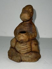 Studio Art Pottery Dragon Smoker Incense Burner Holder Folk Art Signed Vtg