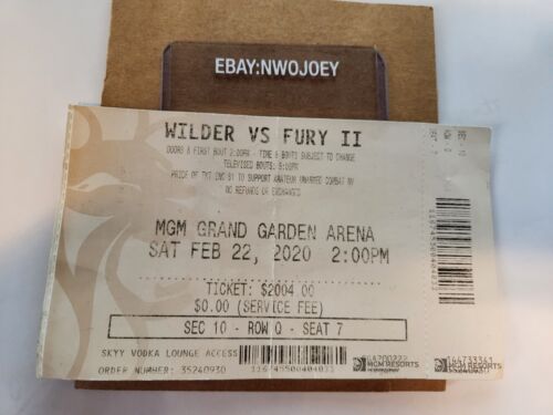 *LOOK* WILDER VS FURY II FEB 22/2020 TICKET STUB SECTION 10...2K FACE VALUE!! - Picture 1 of 5