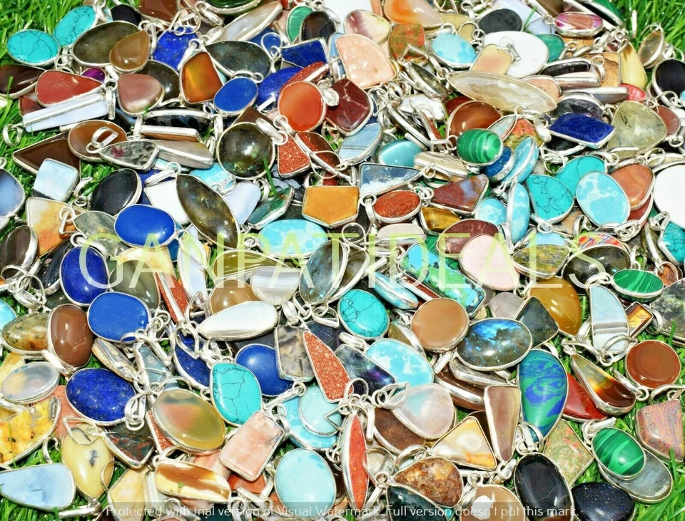 ¡NUEVO A GRANEL!! Colgantes para bebé de ágata y mezcla de piedras preciosas enchapados en plata 925 100 un. Foto 3 de 3