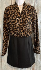 Leopard Print Dress Surplice Neck Fitted Size Small 4 Side Zip Lightweight NEW