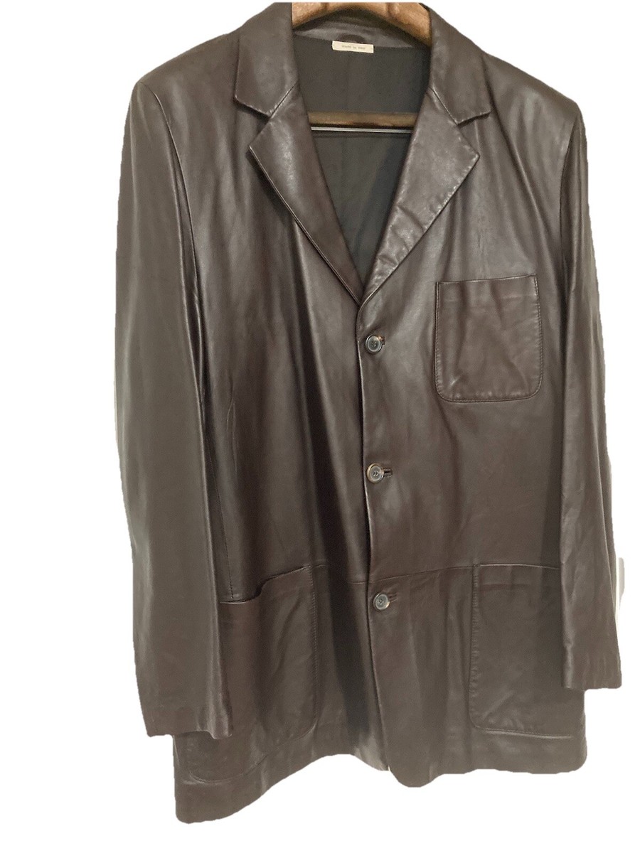 Ermenegildo Zegna Brown Leather Blazer Jacket Men's XXL 56 (US 46