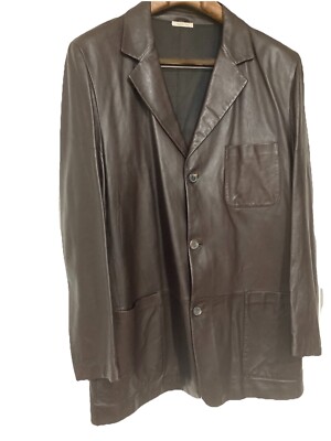 Ermenegildo Zegna Brown Leather Blazer Jacket Men's XXL 56 (US 46