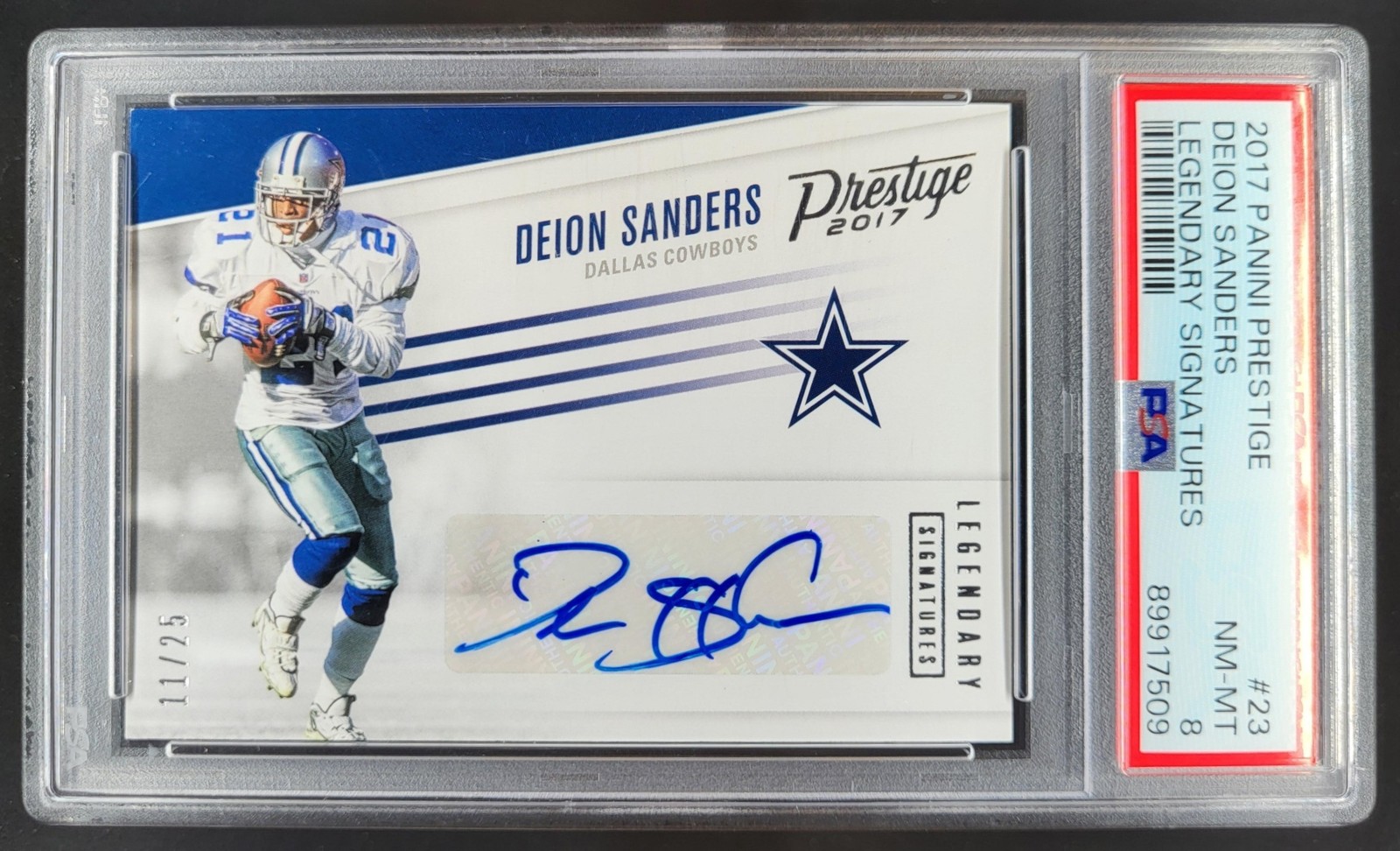 2017 Panini Prestige Deion Sanders Legendary Signature /25 Auto PSA 8 Cowboys DB