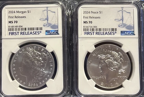 2023-P $1 Morgan and Peace Silver Dollar 2pc Set NGC MS70 FR