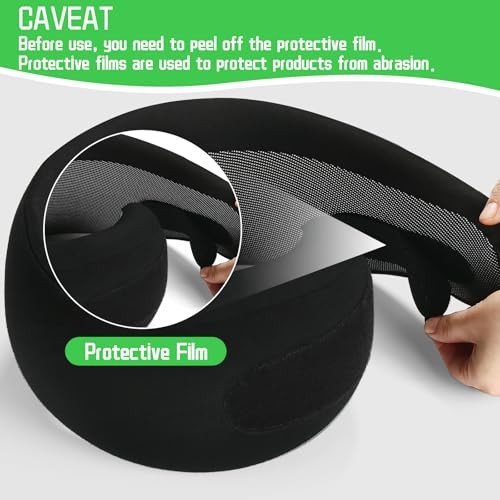 Memory Foam Travel Neck Pillow for Airplane Support in Black