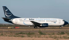 Boeing 737-300 B-737 Blu-Express Desk Wood Airplane New Model Small Scale 1/100