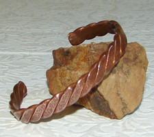 Vintage Unisex Solid Copper Twisted Rope Cuff BRACELET, Unmarked F01