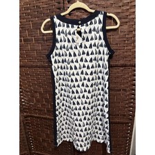 Duffield Lane Sleeveless White Dress Sailboat Print Nautical Women's Size S
