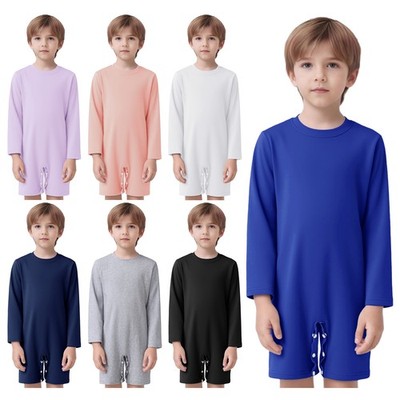 Kids Boys Girls Jumpsuit Crotch Bodysuit Casual Wear Romper Solid Color Soft