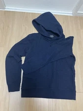 A.P.C. Men XS Wool Hoodie Pullover Navy No Pocket Limited Edition Style Refined