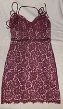 ASTR The Label Lace Up Bodycon Dress Burgundy Spaghetti straps Size Medium 