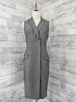 Banana Republic Women 10 Wool Sleeveless Blazer Dress Gray Minimalist