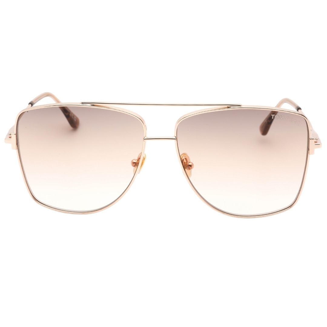 Солнцезащитные очки Tom Ford Reggie с градиентными коричневыми линзами из блестящего розового золота 68890₽