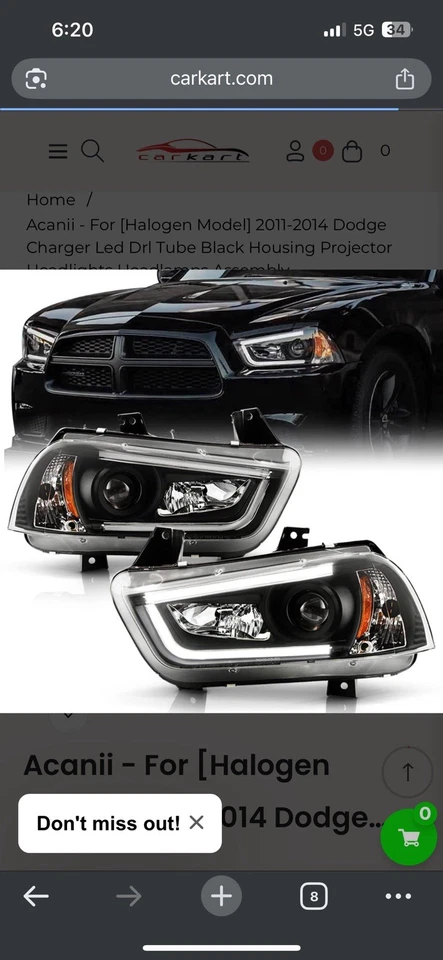 Faros proyectores Dodge Charger Spyder Pro-yd-hid 2011-2014 negros LED DRL Foto 2 de 3